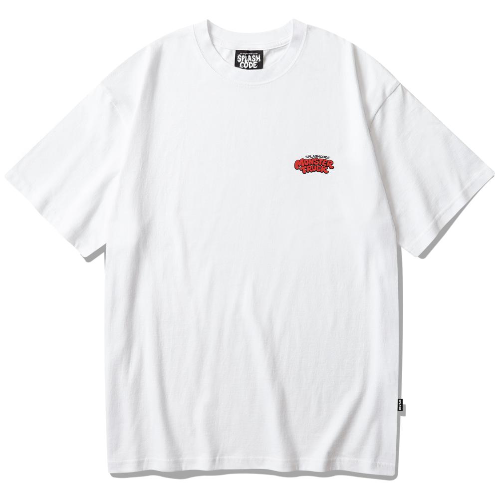 Seupeullaesikodeu White Short Sleeve T-Shirt - Monster Truck