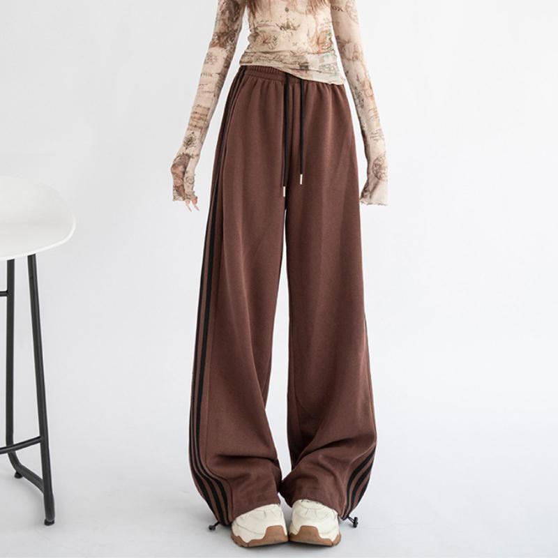 Женские свободные повседневные прямые спортивные брюки с высокой талией — фото 11