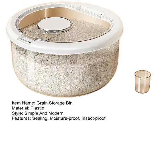 Kitchen Storage Bin for Grains Flour Large Capacity Airtight Rice Container Moisture-Proof Insect-Proof Design Kitchen Organization Essential