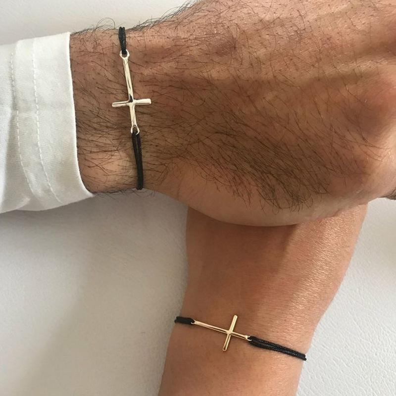 2 Stück Paar Kreuz Dekor Armband Kupferschmuck Passende Armbänder