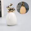 Easter Bunny Figurine Modern Ceramic Gold Rabbit On Egg Ornament for Spring Farmhouse Home Office Fireplace Tabletop Centerpiece