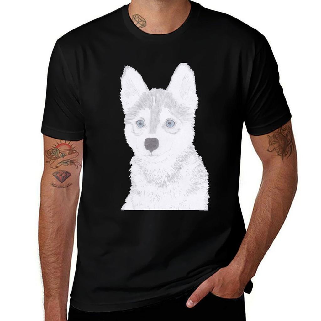 Siberian Husky Tshirt Basic Simple Casual Short Sleeve Tee