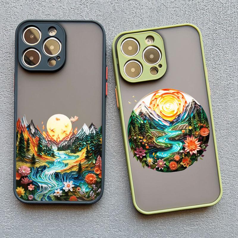 Forest scenery Mountain River Landscape Phone Case For iphone 16 15 14 13 12 11 Pro Max Mini Plus X XR XS 7 8 Shockproof Cover