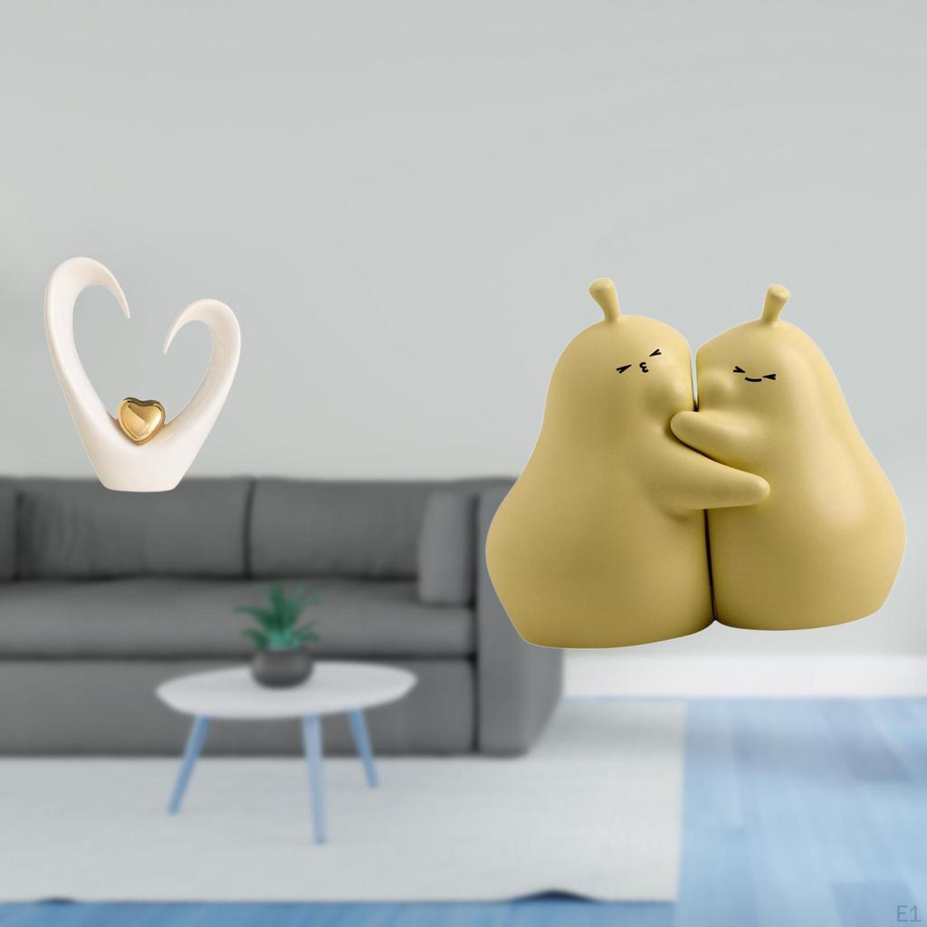Heart Embrace Sculpture Ceramic Bookend Minimalist Decorative Figurine Modern Statue for Shelf