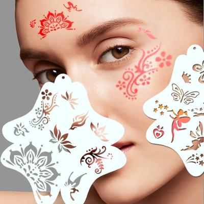 8Pcs/set Face Painting Templates Adults Children Professional Body Art Reusable Party Templates Makeup Tools