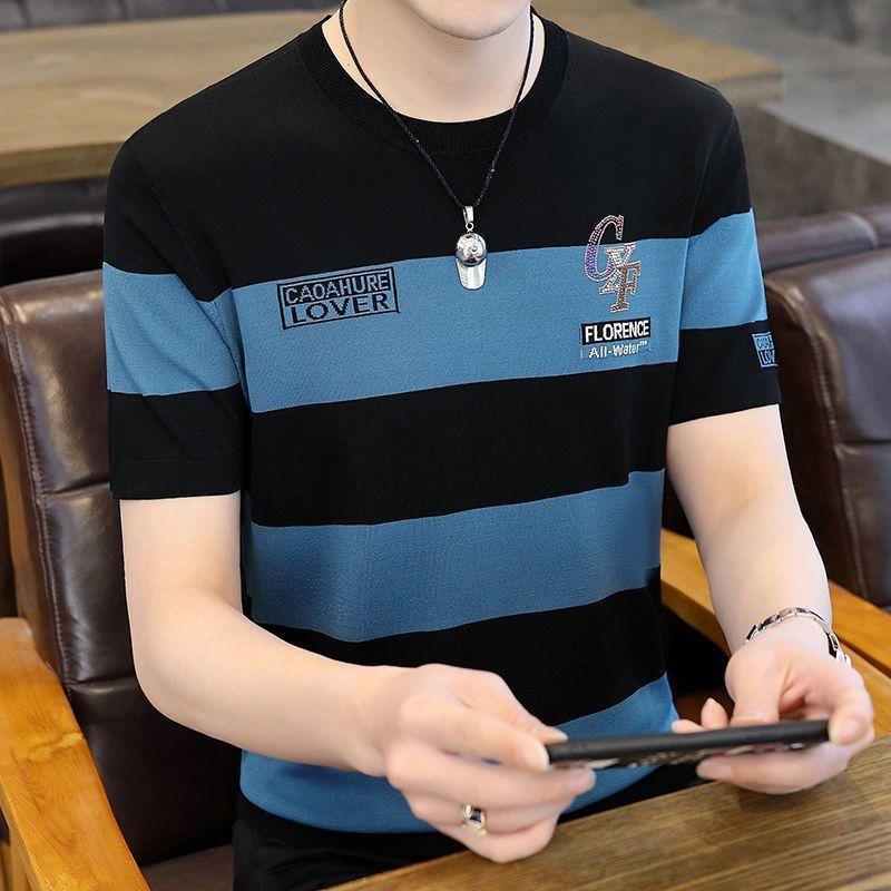 

Мужская свободная полосатая футболка FEARLESS в корейском стиле с коротким рукавом и принтом 5XL