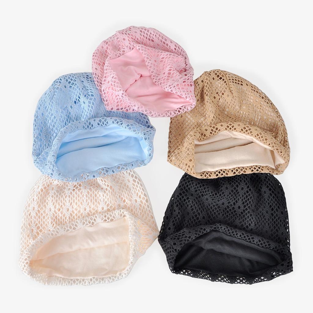 Spring Summer Lace Jacquard Elastic Double-Layer Mesh Breathable Thin Versatile Stylish Solid Color Adjustable Beanie Hat
