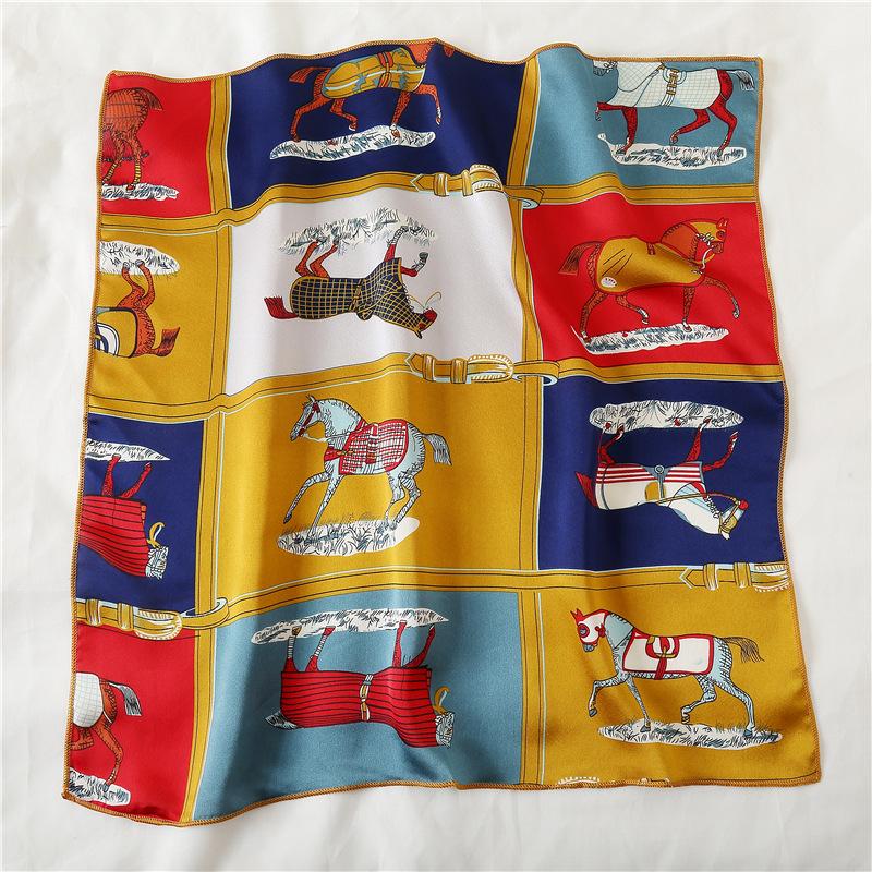 50 * 50cm İlkbahar Ve Sonbahar İpek Eşarplar Çok Yönlü Dekorasyon Profesyonel Küçük Kare Eşarplar Boyun Koruma Bağlama Çantası