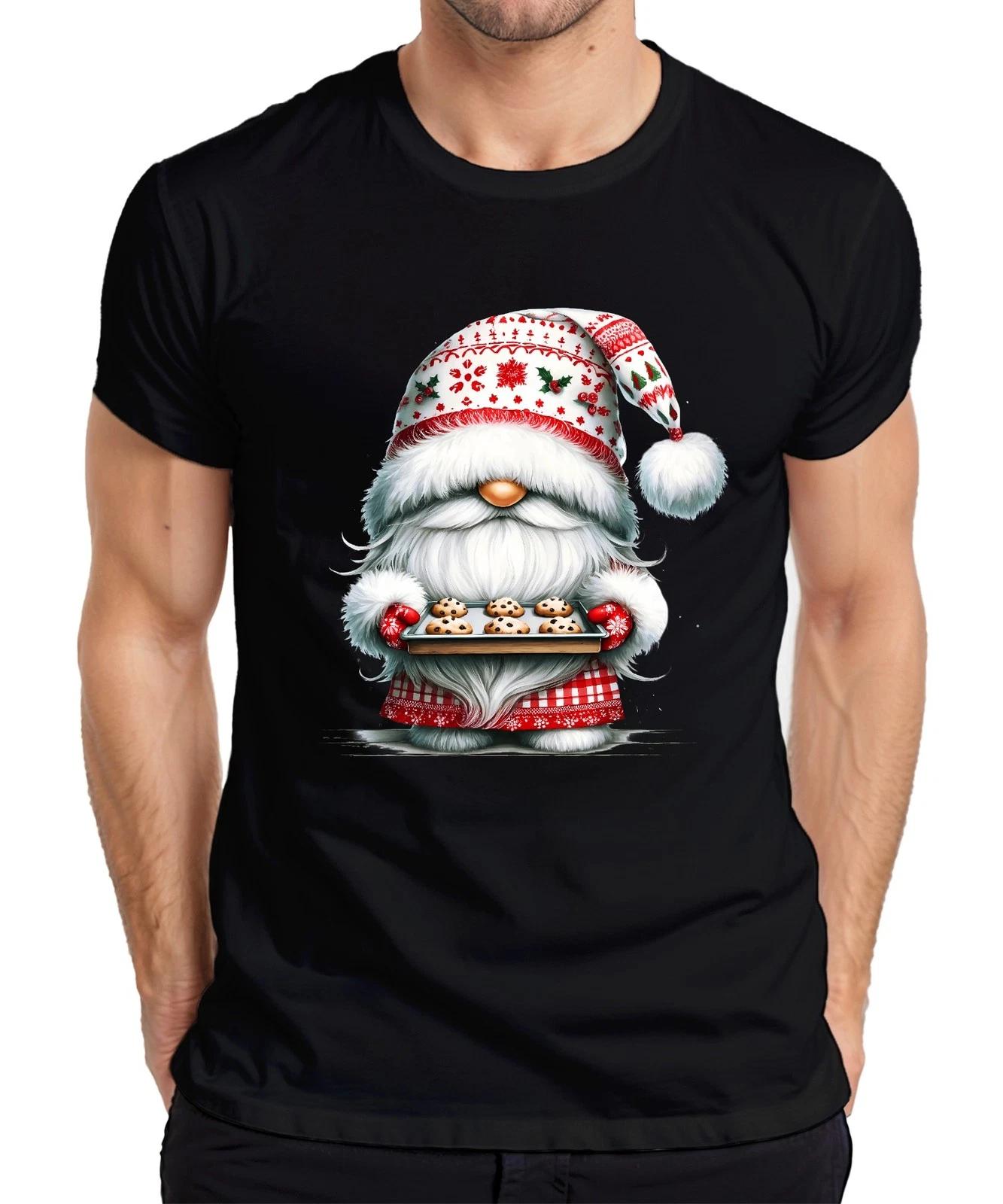 Weihnachtsmann mit Keksen Trägt Mütze und Schürze Festlich Familie Herren T-Shir XL