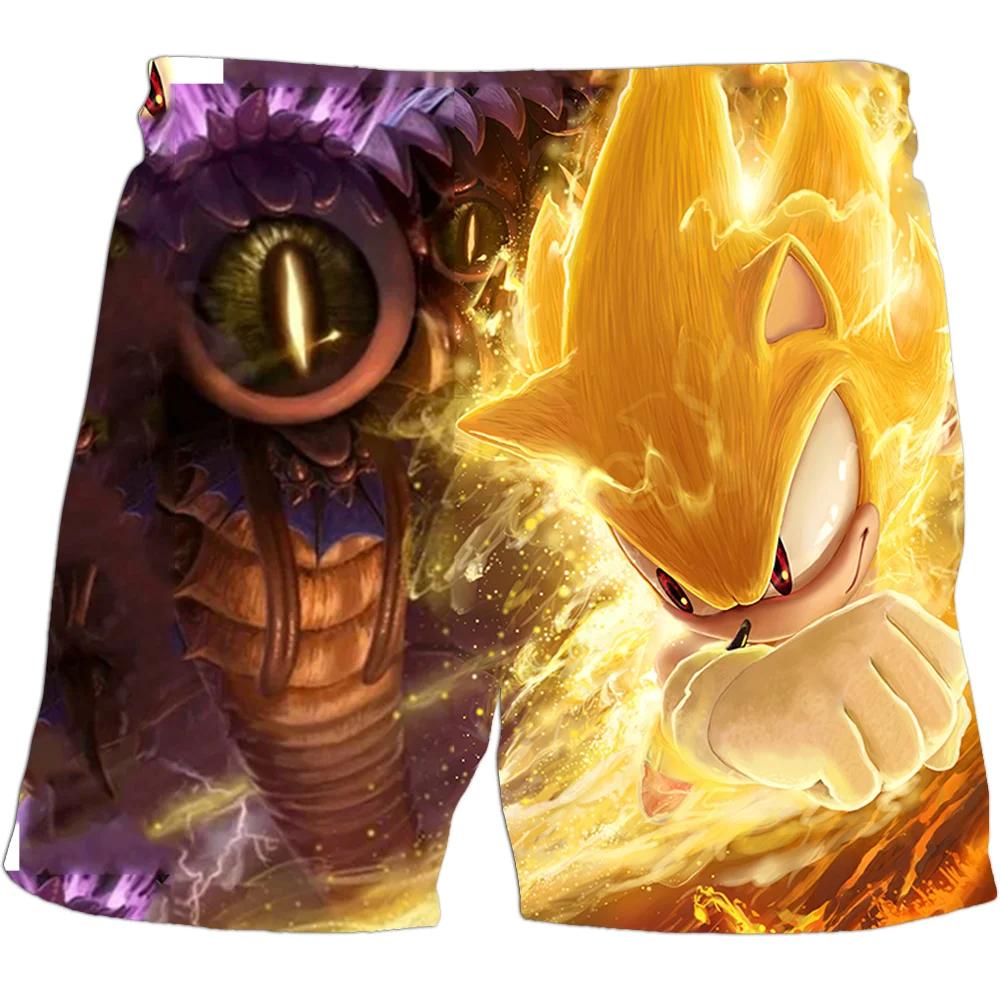 2025 Pantaloni de plajă MINISO pentru copii 4-14A Pantaloni scurți Sonic 2 Fete Băieți Pantaloni Harajuku Pentru Copii Imprimeu Desene Animate 3D Pantaloni Kdis