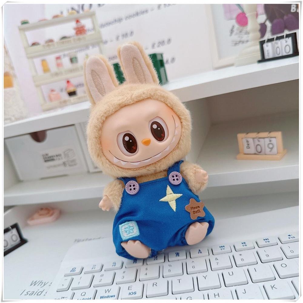 10/15cm Cotton Doll Clothes Set Include Hairband Shirt Tie Overalls 17cm Labubu Clothes Dress Up Accessories DIY Toys