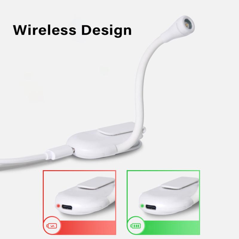 Rechargeable Book Reading Light Lamp LED Reading Light With Clamp 360°Adjustable Neck 3-Color