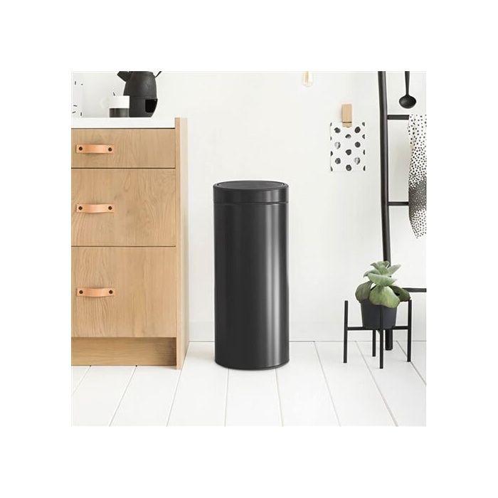 Brabantia poubelle touch bin - 30l - noir mat