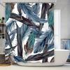 Watercolor Blue Feather Shower Curtain Soft Fabric, Anti-Mildew Machine Washable Decorative Bath Rug Mat Decoration for Bathroom