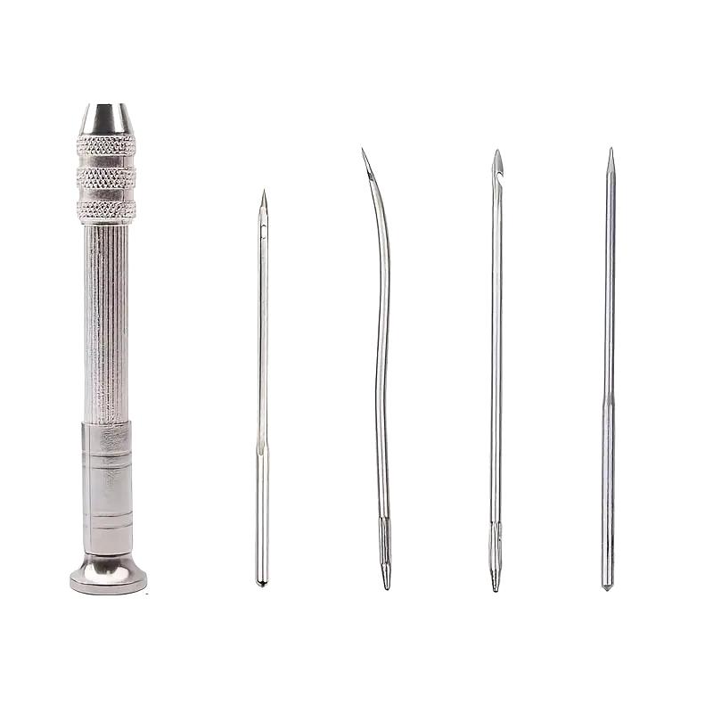 

Набор игл для шитья кожи, набор содержит серебряное шило для шитья кожи, 4 иглы, подходит для кожаной брезентовой палатки