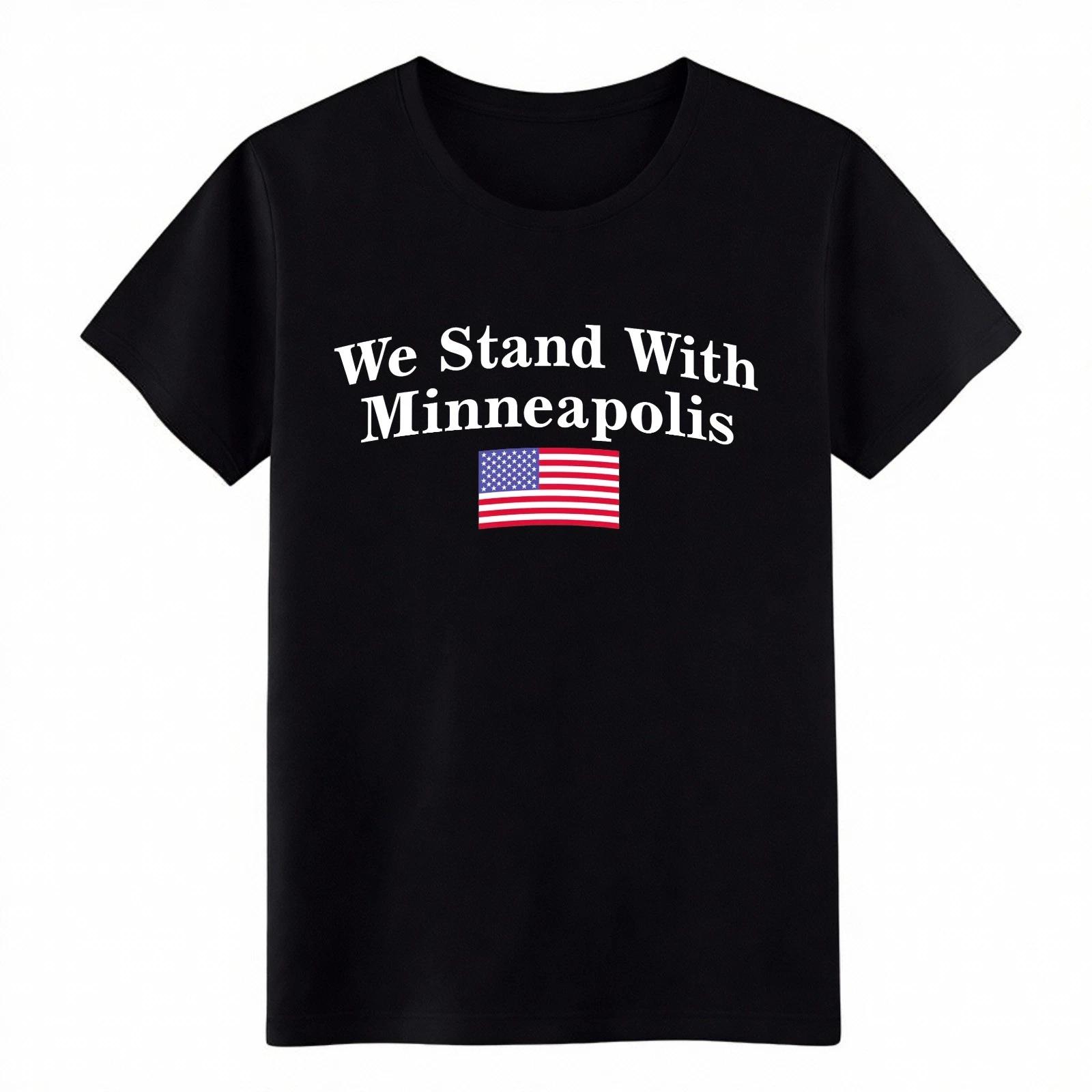 Casual We Stand with Minneapolis Graphic Tee-USA Flag Comfort Cotton T-Shirt 2XL