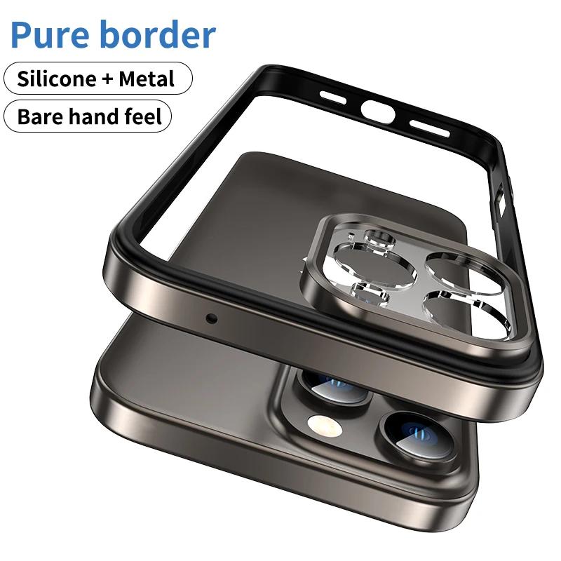Metal Frame Bumper Shockproof Case for IPhone 16 15 Pro Max Plus 5G for Apple Primary Colour Camera Lens Protection Phone Cover