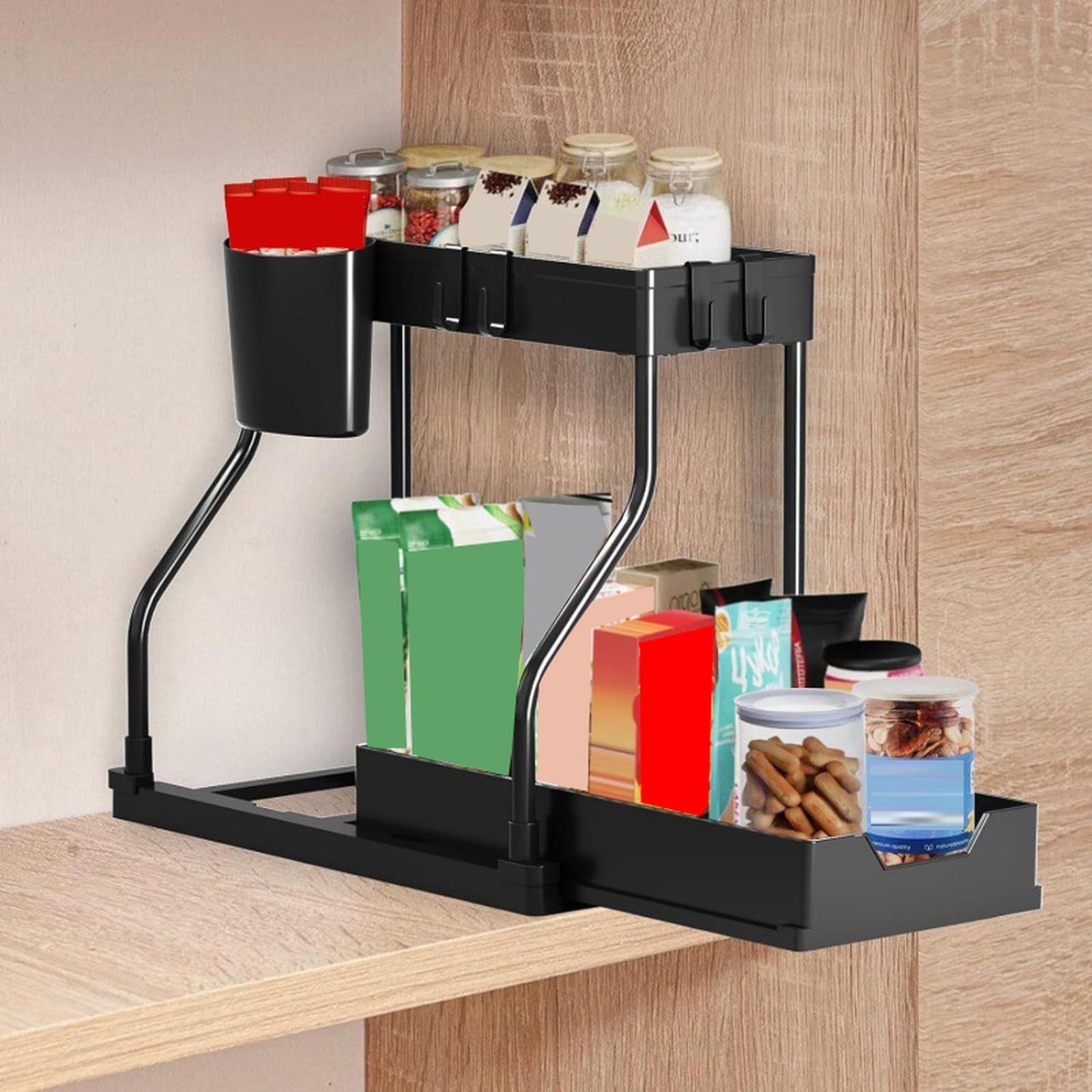 

2-Tier Kitchen Counter Organizer Shelf Bathroom Vanity Storage Rack one size чорний