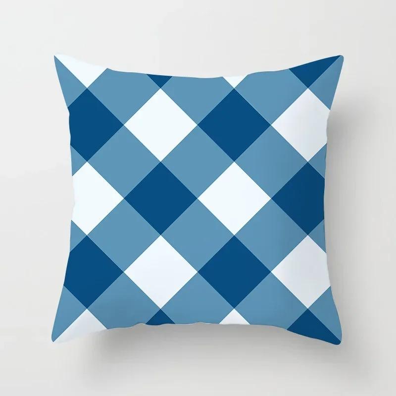 Blue Plaid Decorative Pillowcase Car Ornaments Office Living Room Sofa Home Pillowcase