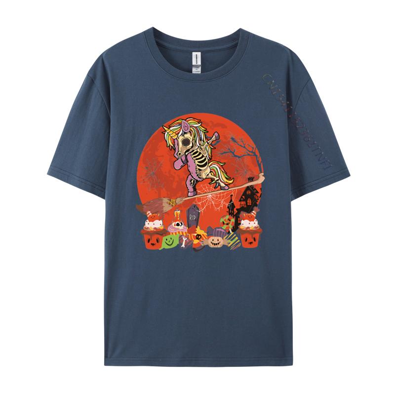 Halloween Unicorn Costume Skeleton Tshirt Pure Cotton High Street Tops T Shirt Casual Tee Shirts Man
