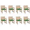 Day and Night - Day and Night Garden Chairs 8 Pcs Solid Teak Wood Green Cushions