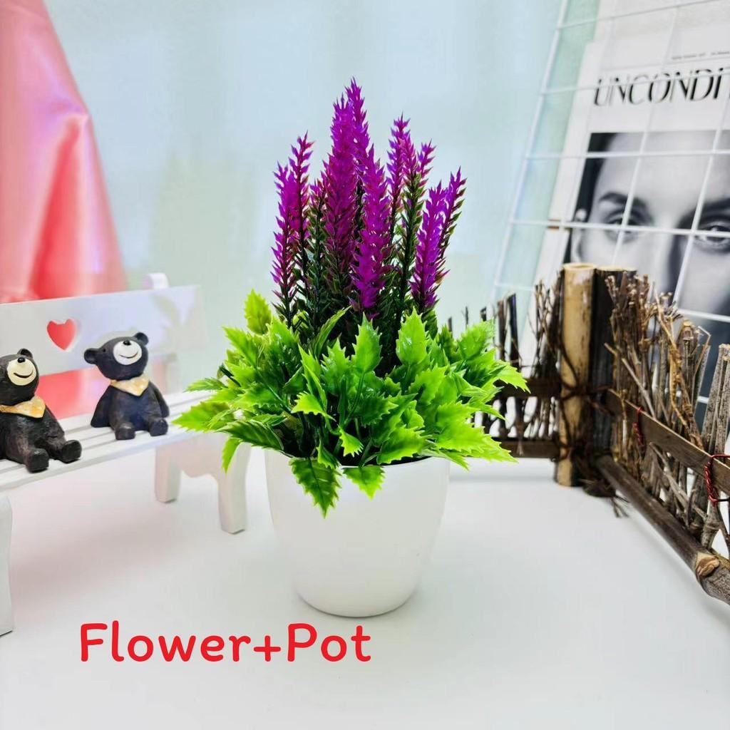 Lavender Green Artificial Plant Round Pot Potted Plant For Office Room Living