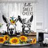 Farmhouse Donkey Shower Curtain 60Wx72L Inch Funny Country Sunflower Animal Black White Gray Hello Sweet Cheeks Birds Rustic Yel