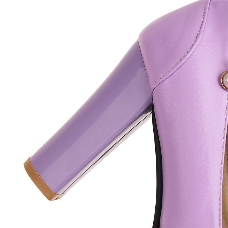 Women's high-heeled single shoes spring and autumn versatile waterproof table thick heel large size shallow mouth four-season shoes