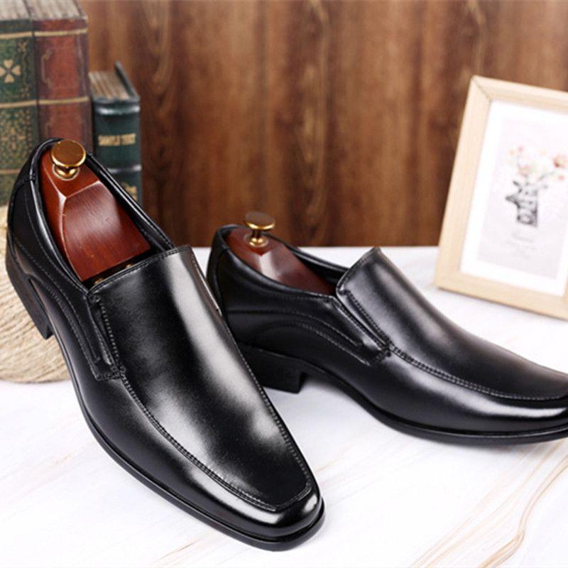 FashionLeather Shoes Slip On Men Dress Shoes Outdoor Business Casual Shoe Oxford Point Toe Office Wedding Formal Men Shoes Zapatos