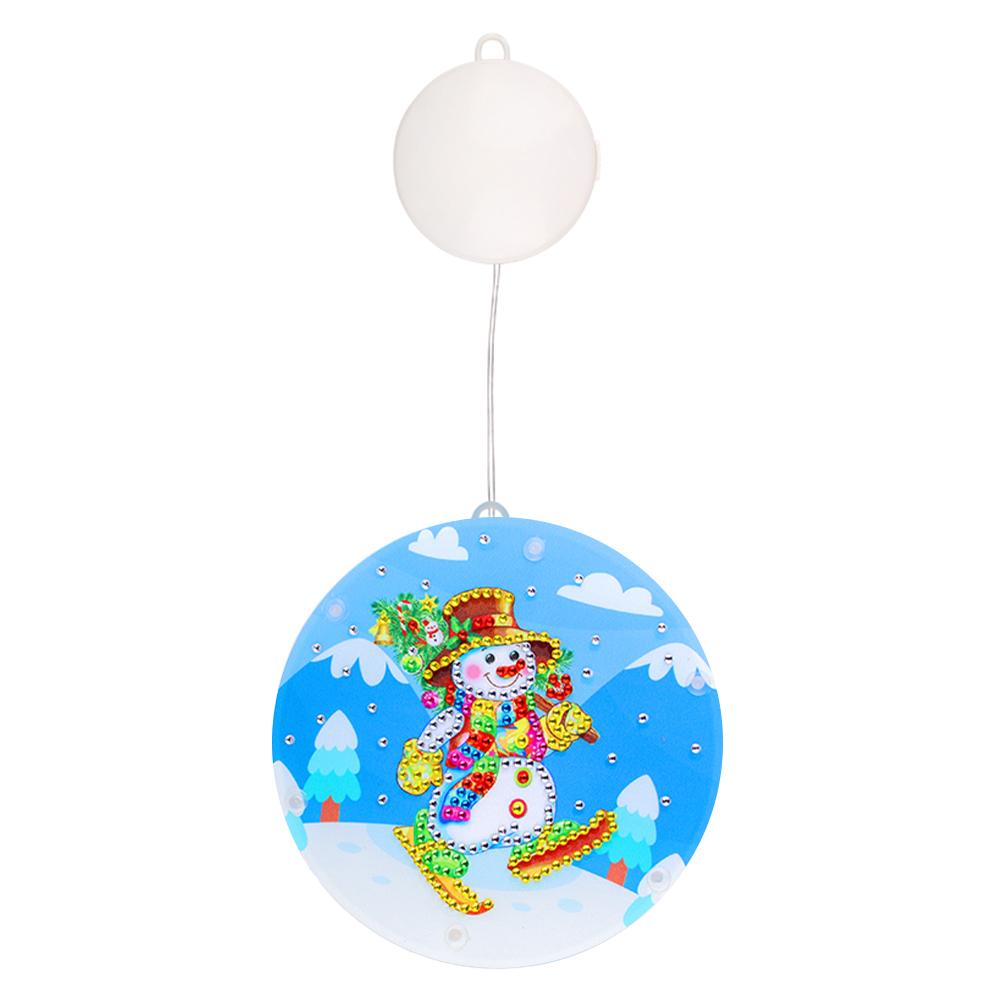 Doppelseitige Weihnachts-Thema Diamantmalerei Batteriebetriebener Kronleuchter 5D DIY Diamantmalerei Fensterlicht für Fensterdekoration