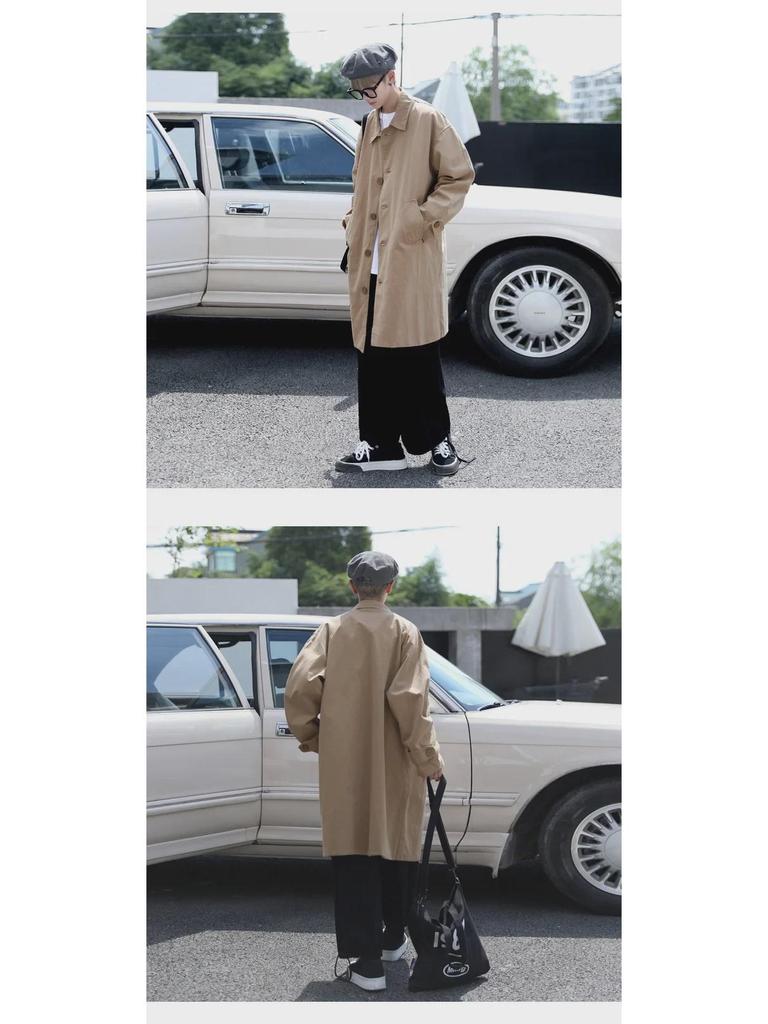 Chaqueta Cortavientos Casual de Moda para Hombre - Primavera/Otoño, Largo Medio, Estilo Hong Kong/Japonés/Coreano, Deportivo, Guapo, Corte Holgado.