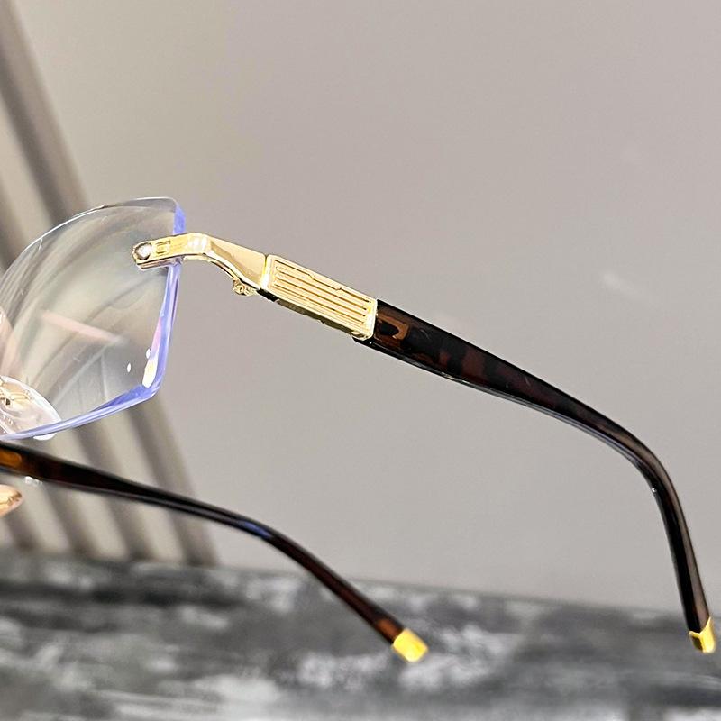 Men Women Fashion Business Anti Blue Light Reading Glasses Rimless Diamond Edge Trimming Presbyopia Eyeglasses