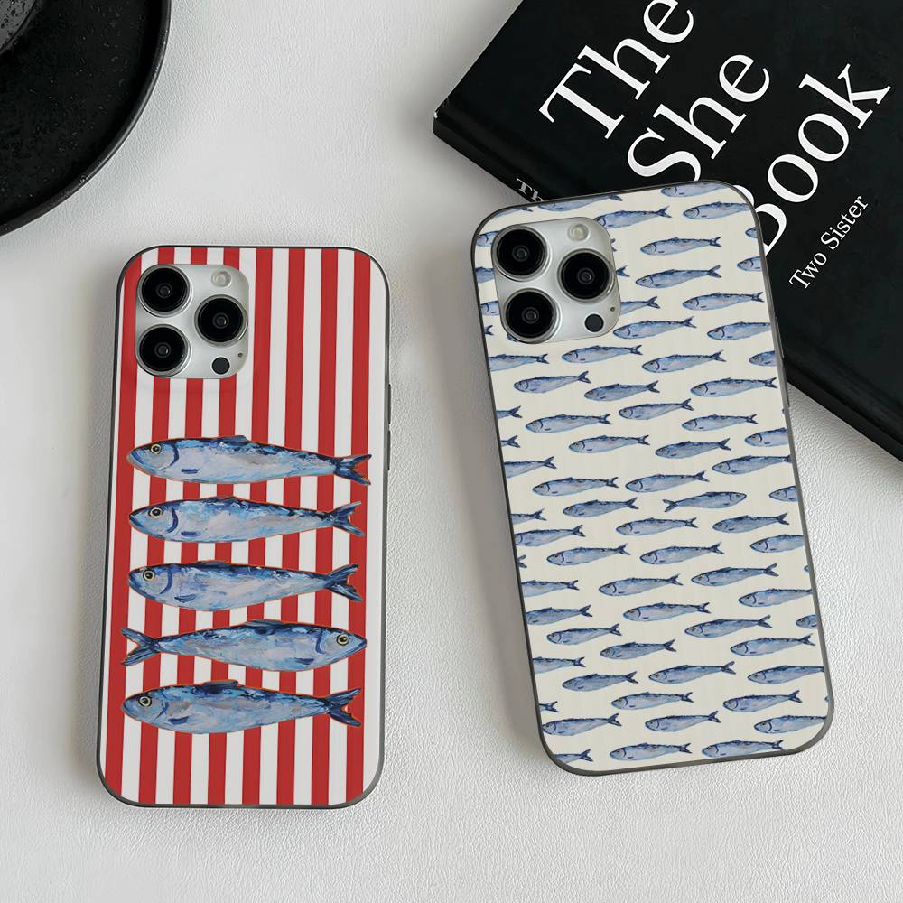 Sardines Soft Corrugated Transparent Phone Case For IPhone 17 15 16 11 12 13 14 Pro Max Plus Pro