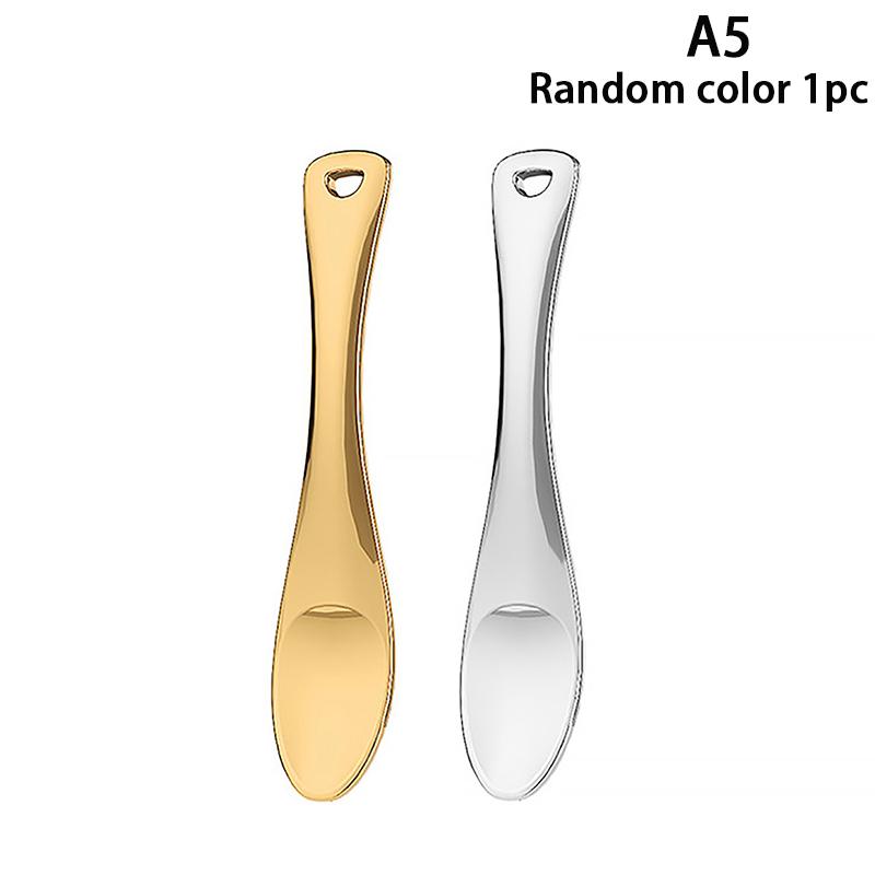 1 Stück Metall Zink Mini Kosmetikspatel Gebogene Schaufel Gold Silber Make-up Maske Creme Löffel Augencreme Stift Beauty Schaufel