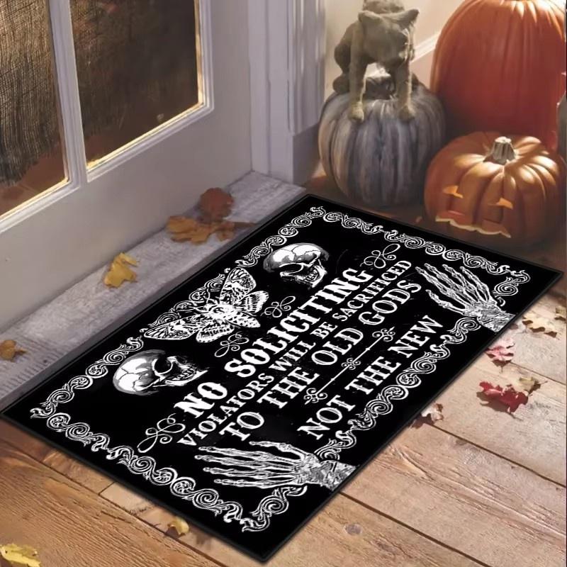 Halloween Totenkopf Fußmatte Teppich Unterlage Rechteckige Matte für Eingang Wohnzimmer Schlafzimmer Küche Leicht Waschbar Festliche Heimdekoration