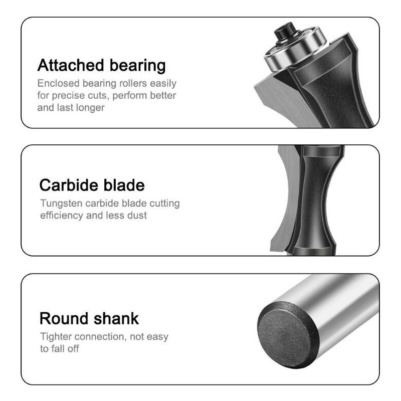 Coadă de 12 mm 1/2" Coadă jumătate rotundă Biți de margine convexe pentru freza de capăt pentru lemn Instrument pentru prelucrarea lemnului Freză de calitate industrială