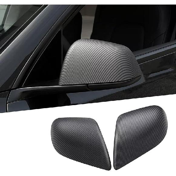 For Tesla Model Y Rearview Mirror Guard Cover, Side Mirror Cover Exterior Accessories Fit For Model Y -2024 (Model Y-Gloss Carbon Fiber Pattern)