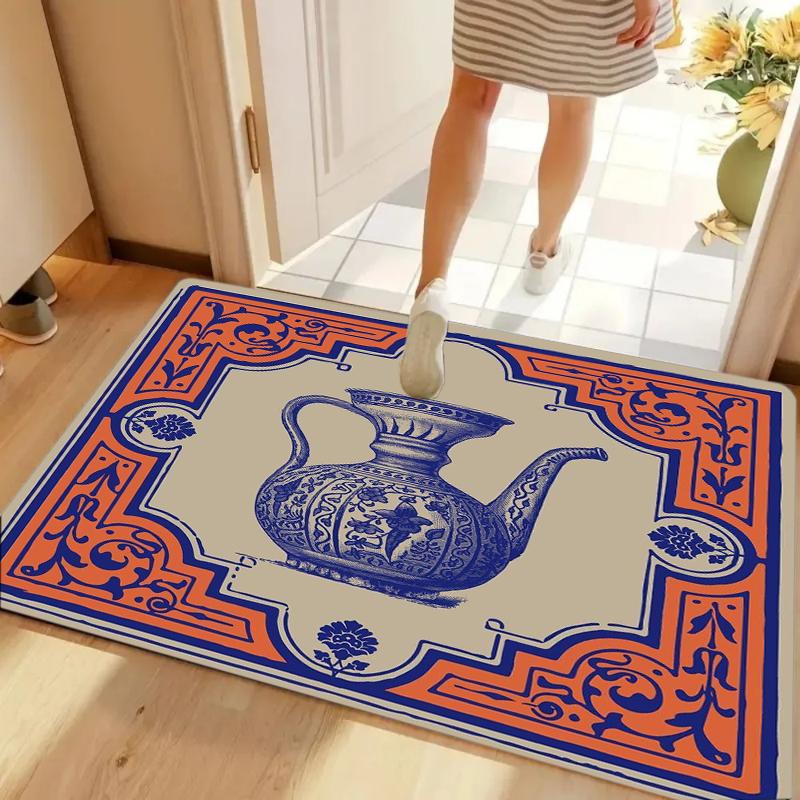 

Blue and White Porcelain Carpet Creative Door Mat Anti-slip Floor Rug Home Decoration Entrance Doormat Living Room Decor 40cm x 60cm