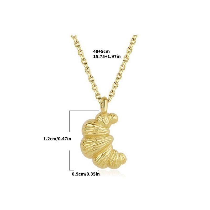 Collar Inspirado en Croissant para Mujer Llamativo Collar de Croissant Adorno Cadena Delicada para Clavícula Accesorio para el Cuello