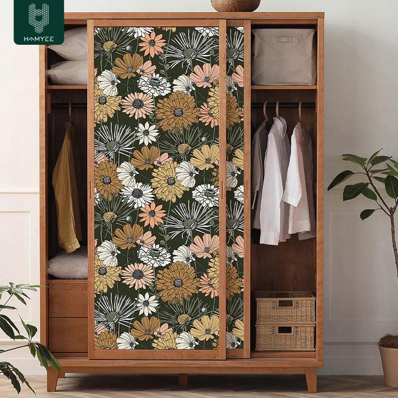 Thick Waterproof Wall Panels Floral PVC Wallpaper, Self-Adhesive Peel and Stick for Bedroom Feature Wall