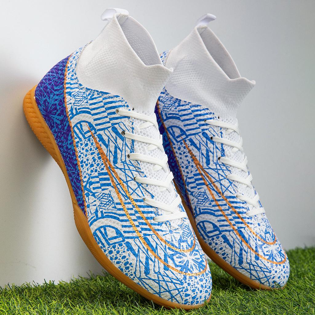 Special High-Top Football Shoes Tf Broken Nails Artificial Turf Fg Nails Leather Feet Male And Female Teenagers Training Shoes