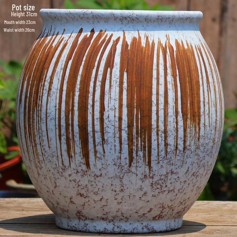 Large Vintage Ceramic Flower Pot for Indoor/Outdoor Plants - Breathable Tall Wide-Mouth Design for Bougainvillea & Succulents