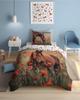Fluorescent cotton bedding 160x200cm HORSE AND POPPIES