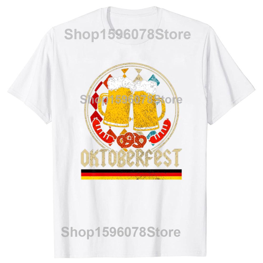 Oktoberfest Vintage Retro German Flag Munich Bavarian O-Neck Cotton T Shirt Men Women Casual Short Sleeve Tee Shirt