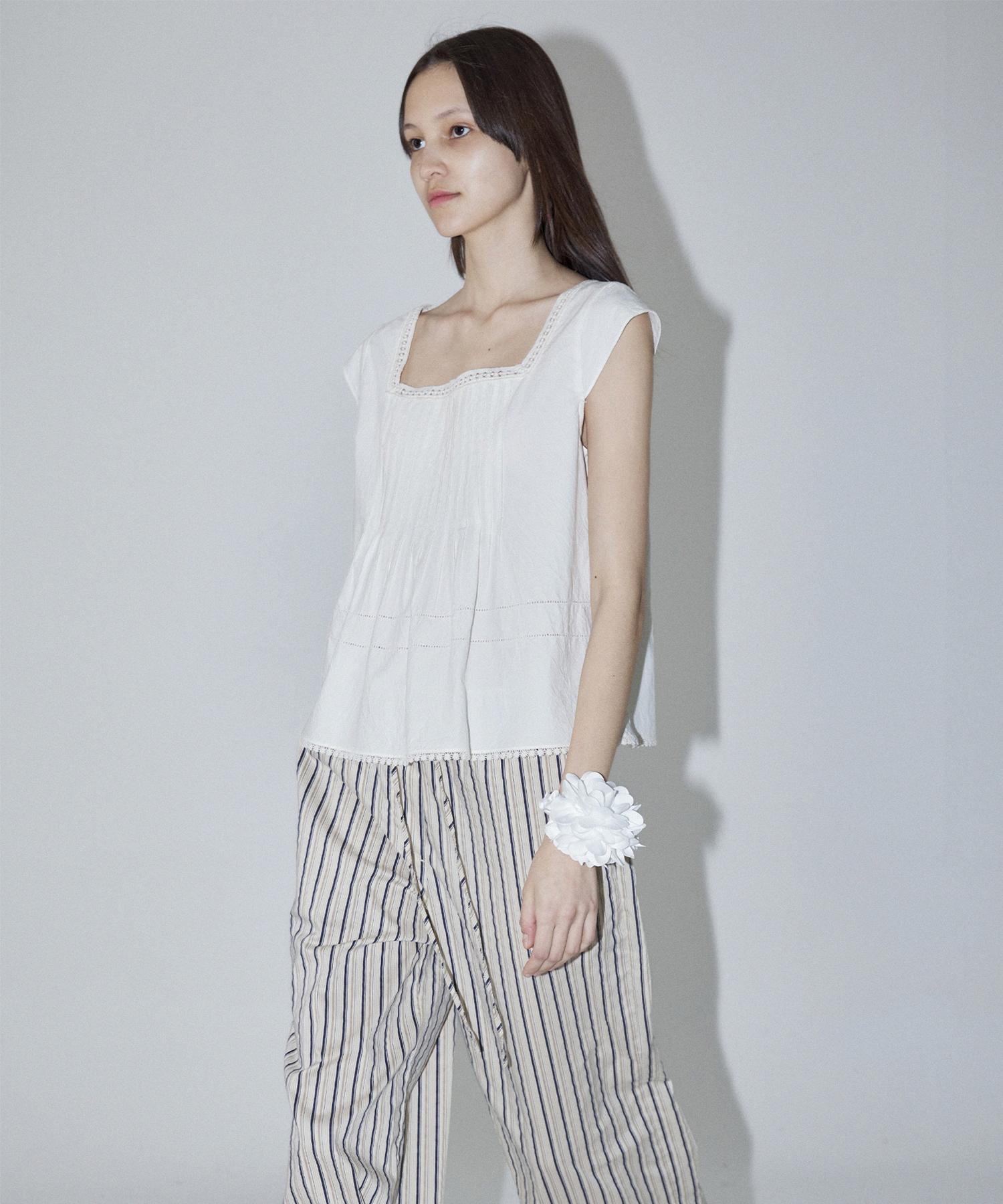 Enor Lace Square Neck Blouse - Ivory S