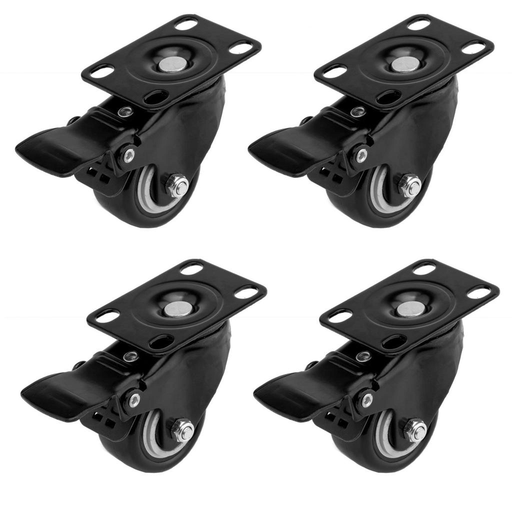 Swivel Caster Wheels No Noise,Set of 4 Heavy Duty-Swivel Casters,Non Marking Black Castor Wheels for Cart Furniture Workbench