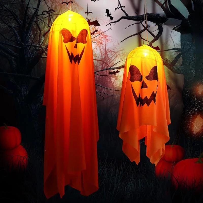 Halloween Decorative Lights Fabric Ghost Light Outdoor Scene Atmosphere Props for Backyard Garden Decor Horror Ghost LED Lights
