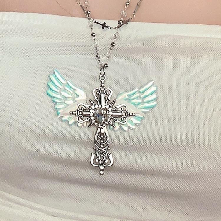 Stilvolle Punk-Schlüsselbein-Kette mit Kreuz-Anhänger Stabile Legierung Retro-Stile Modeaccessoire