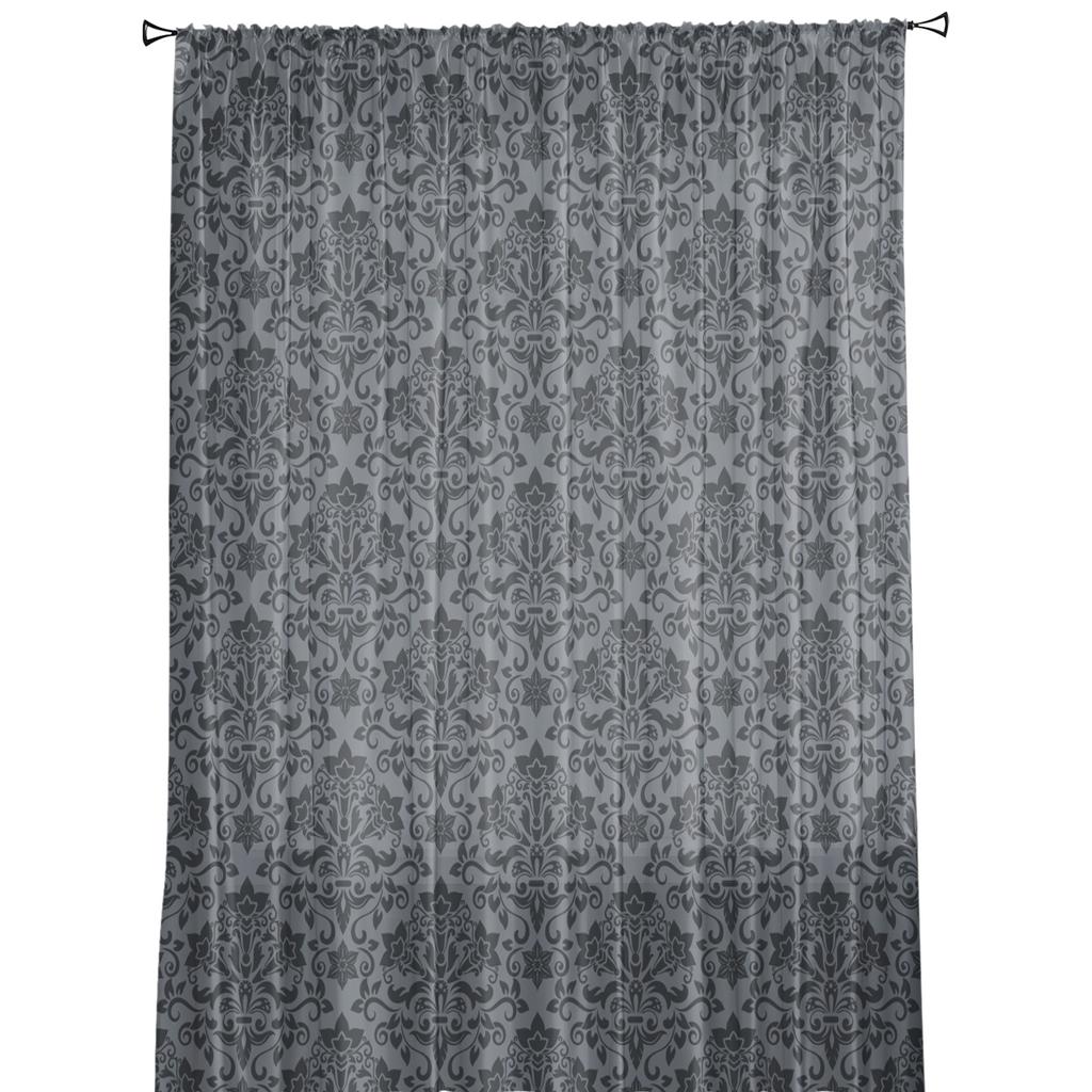 Baroque Pattern Decoration Flower Grey Sheer Curtains for Living Room Tulle for Windows Voile Yarn Short Bedroom Curtains