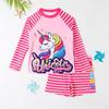 Girls' Long Sleeve Unicorn Striped Swimsuit Set (2025)